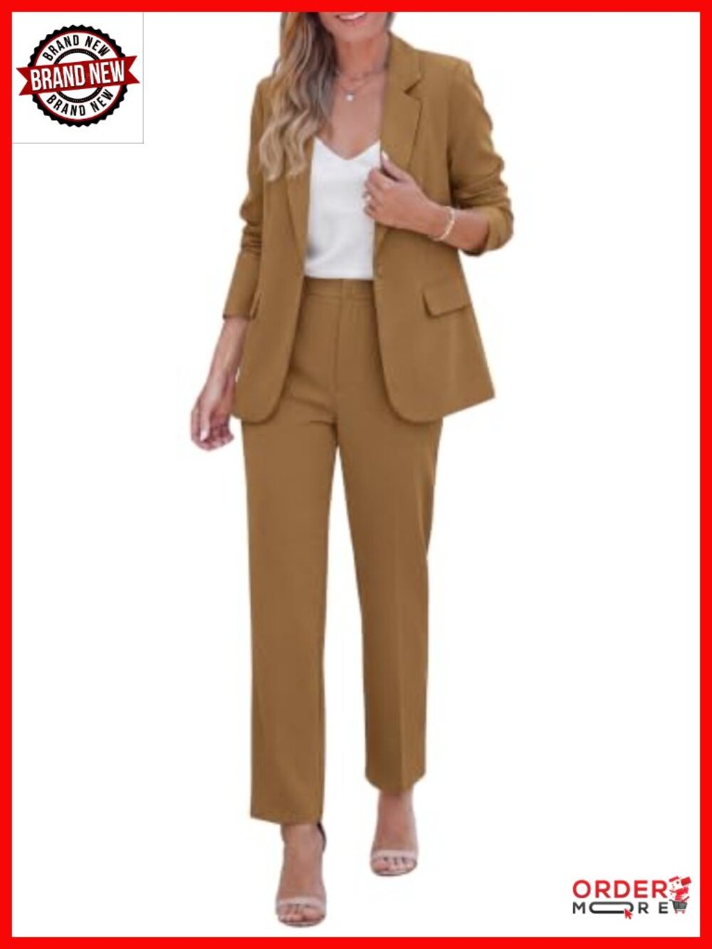 Women's Two Piece Pant Suit Blazer Straight Leg Trousers Business Workwear
